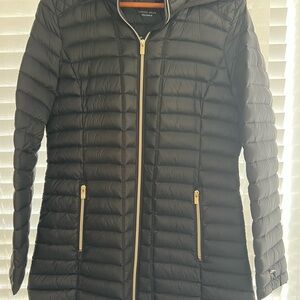 Tommy Hilfiger Black Puffer Coat with Gold Accents